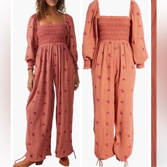 NWOT Free People Dahlia Embroidered Jumpsuit - Picture 9 of 12